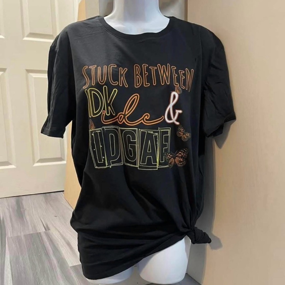 Black Graphic T-Shirt with Bold Text